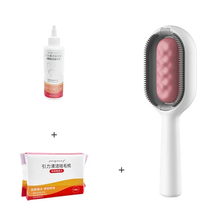 Pente de Escova de Tratamento Essencial de Óleo para Animais de Estimação para Cães e Gatos Massagem Remove Pelos Soltos - Rosa / Para Pelo Curto