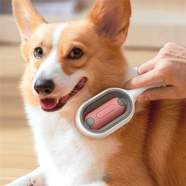 Pente de Escova de Tratamento Essencial de Óleo para Animais de Estimação para Cães e Gatos Massagem Remove Pelos Soltos - Rosa / Para Pelo Curto