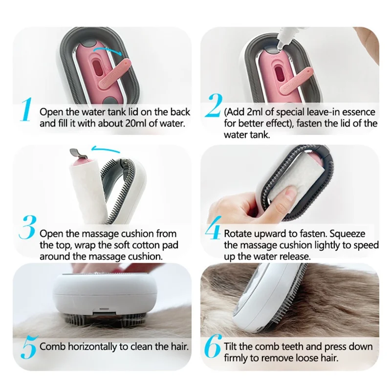 Pet Essential Oil Comb Grooming Brush Comb for Dogs and Cats Massage Removes Loose Fur - Blue / For Long Fur