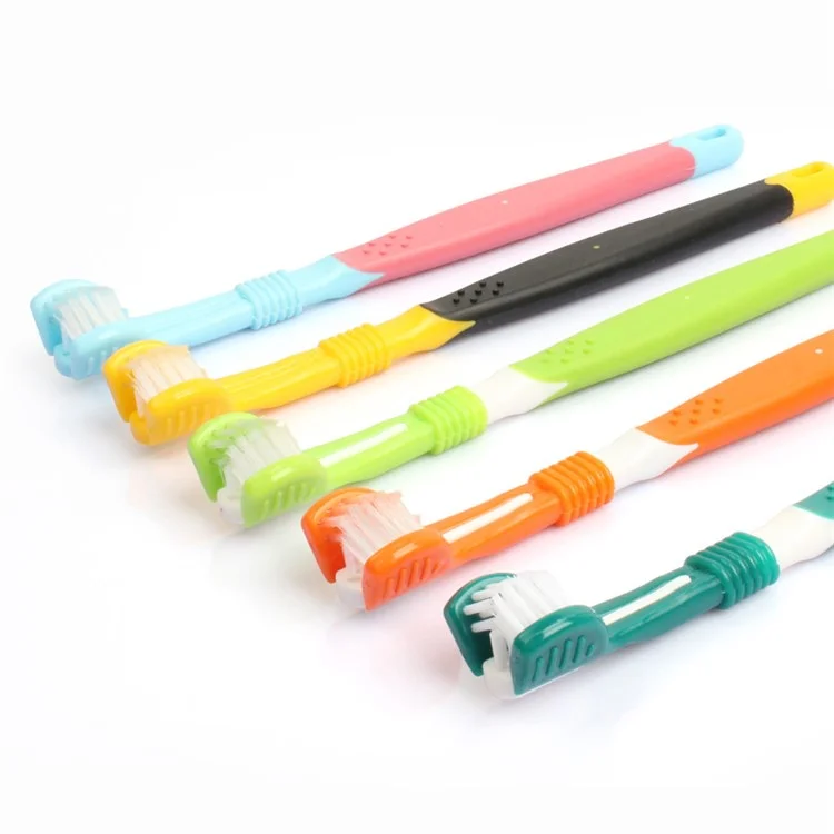 HISTOTREE Pet Cão Gato 3-Cabeça Escova de Dentes Plástico+Nylon Cuidados Orais Ferramenta de Limpeza dos Dentes (Sem BPA, Sem Certificação FDA) - Verde Oliva 