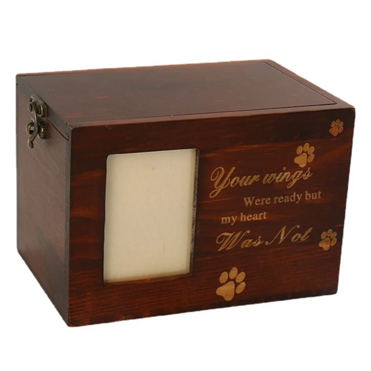 Wooden Pet Memorial Urns Dog Cat Ashes Memory Boxes Funeral Cremation Urns with Photo Frame