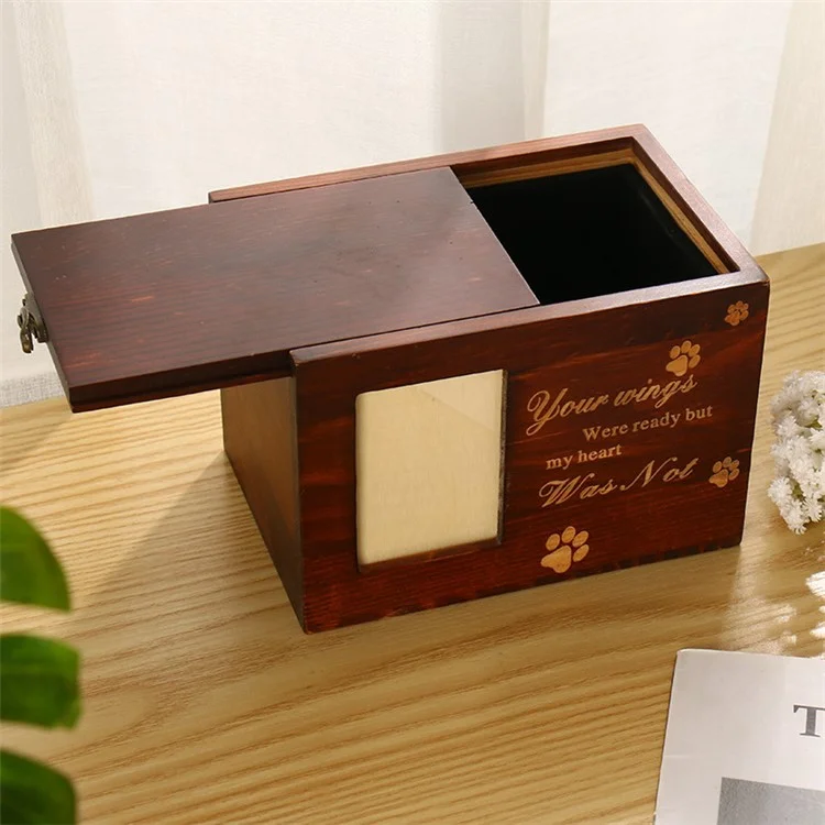 Wooden Pet Memorial Urns Dog Cat Ashes Memory Boxes Funeral Cremation Urns with Photo Frame