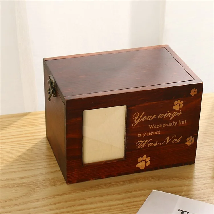Wooden Pet Memorial Urns Dog Cat Ashes Memory Boxes Funeral Cremation Urns with Photo Frame