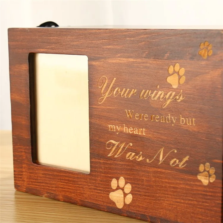 Wooden Pet Memorial Urns Dog Cat Ashes Memory Boxes Funeral Cremation Urns with Photo Frame