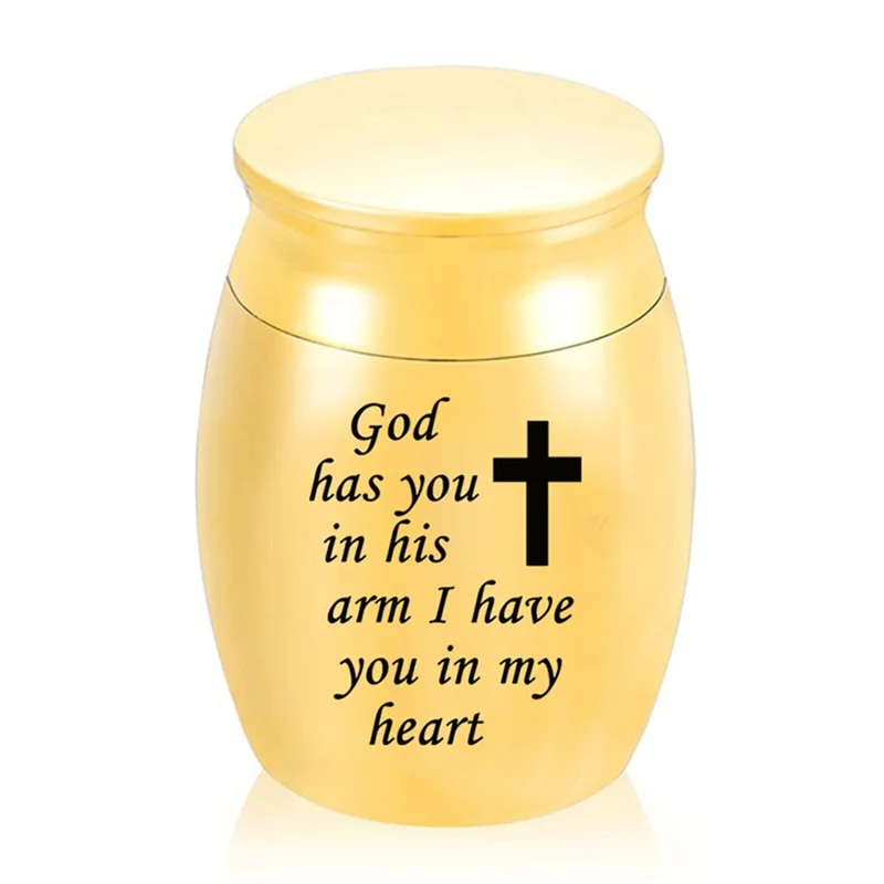 Mini Alloy Cremation Urns Funeral Burial Keepsake Box for Pet Dog Cat Human Remains Ashes - Gold
