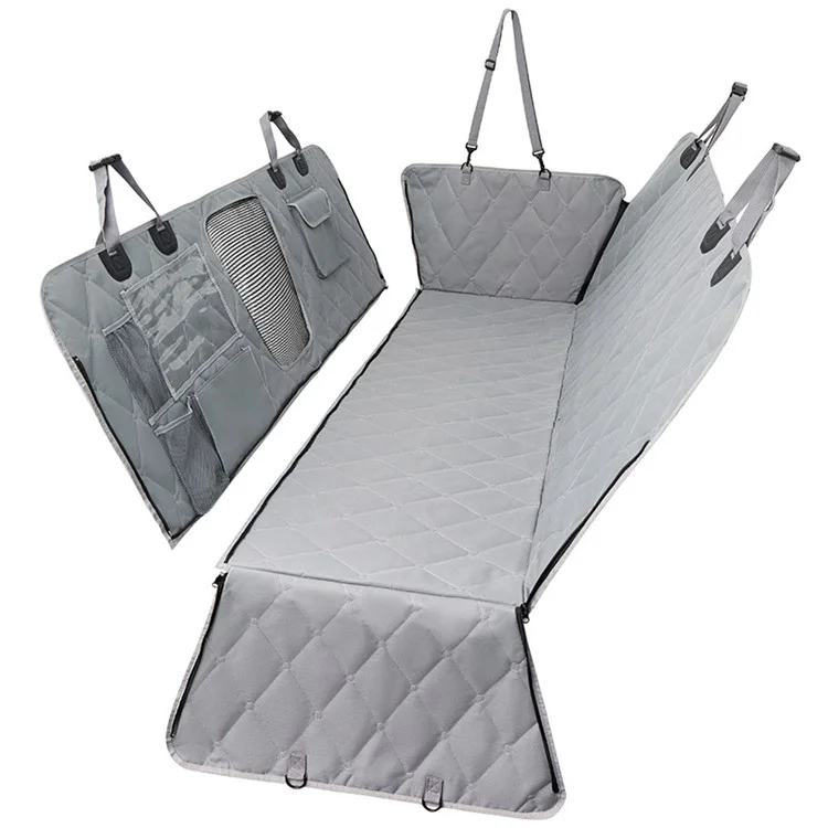 CZD-U-01 137x147cm Alfombrilla de Asiento Trasero de Coche Desmontable para Mascotas, Impermeable, Hamaca para Perros de Coche - Gris