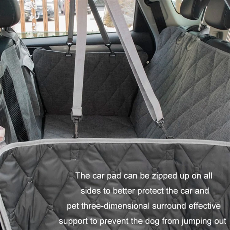 CZD-U-01 137x147cm Alfombrilla de Asiento Trasero de Coche Desmontable para Mascotas, Impermeable, Hamaca para Perros de Coche - Gris
