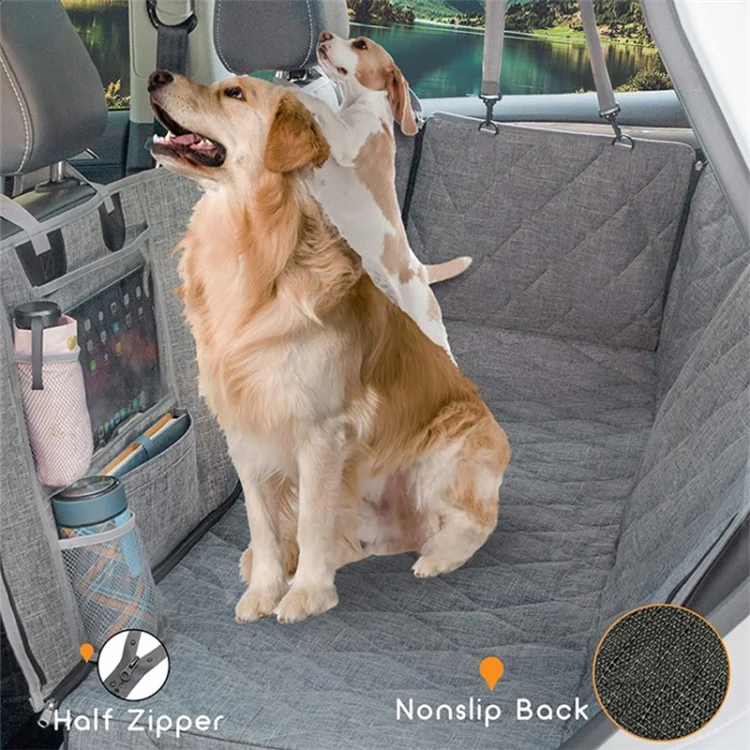 CZD-U-01 137x147cm Alfombrilla de Asiento Trasero de Coche Desmontable para Mascotas, Impermeable, Hamaca para Perros de Coche - Gris