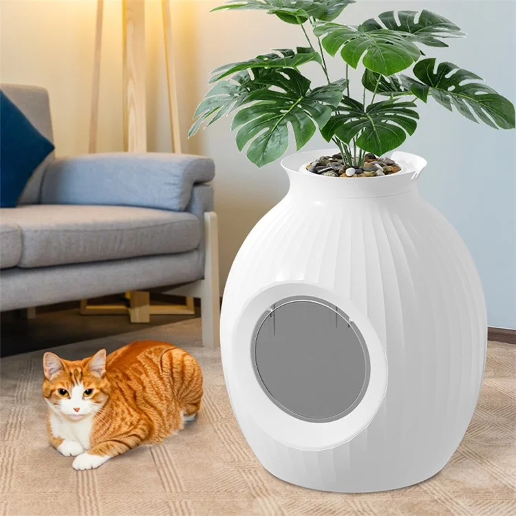 ABS Flower Pot Cat Litter Box Deodorization Hidden Potty Kitty Litter Pan - Grey