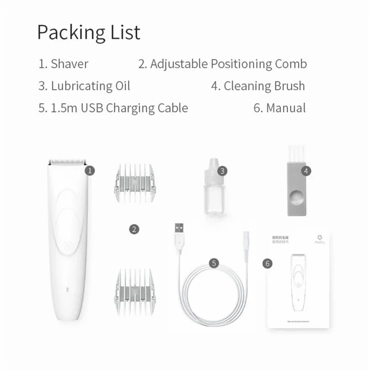 XIAOMI YOUPIN Pawbby MG-HC001 Pet Electric Hair Shaver Rechargeable Dog Grooming Clippers with Lubricant