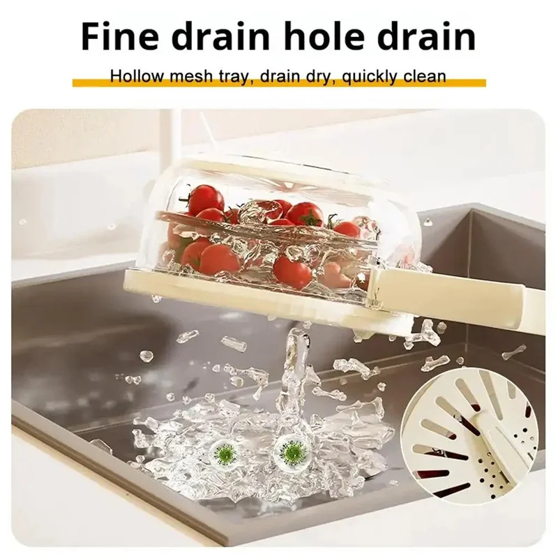 Fridge Fruit Storage Container Vegetables Drain Colander Organizer Bin (BPA-Free, No FDA) - Brown