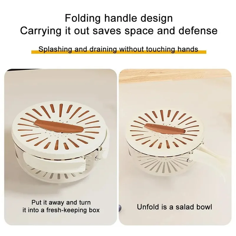 Fridge Fruit Storage Container Vegetables Drain Colander Organizer Bin (BPA-Free, No FDA) - Brown