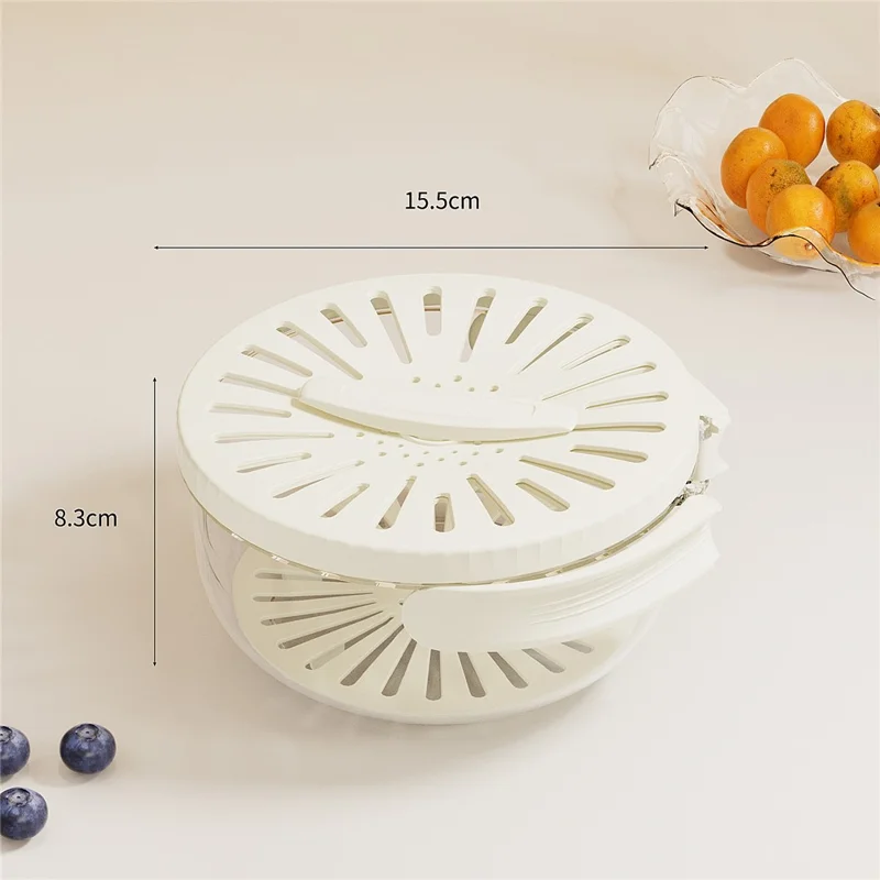 Fridge Fruit Storage Container Vegetables Drain Colander Organizer Bin (BPA-Free, No FDA) - White