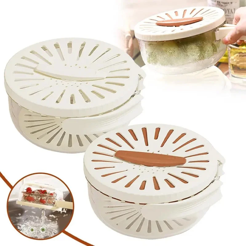 Fridge Fruit Storage Container Vegetables Drain Colander Organizer Bin (BPA-Free, No FDA) - White