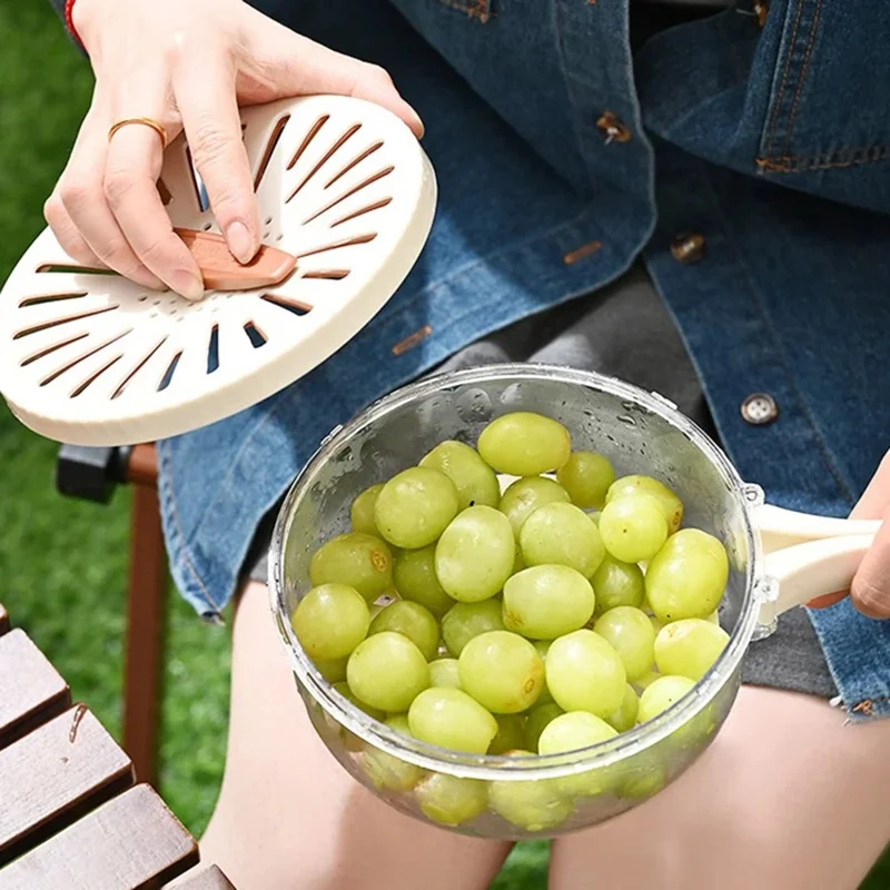Fridge Fruit Storage Container Vegetables Drain Colander Organizer Bin (BPA-Free, No FDA) - White