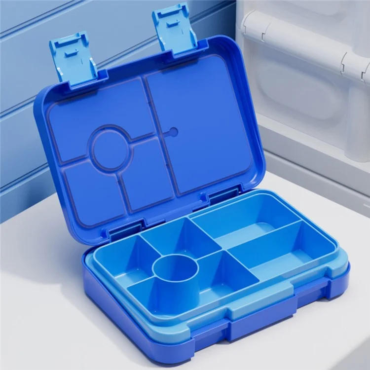 810ml Kids Bento Box Dual-Buckle Lunch Box with 2 Modular Containers Microwave Safe (No FDA, BPA-Free) - Blue