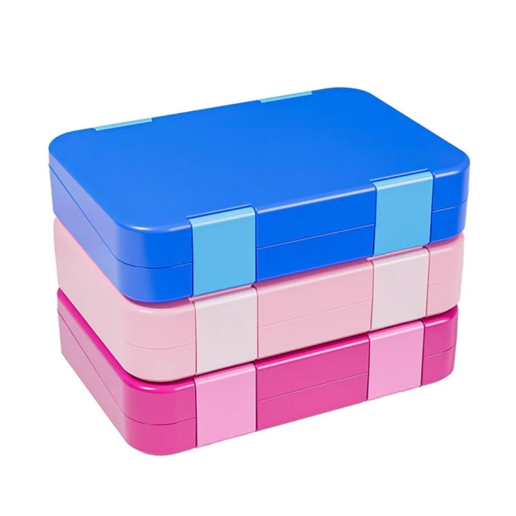 810ml Kids Bento Box Dual-Buckle Lunch Box with 2 Modular Containers Microwave Safe (No FDA, BPA-Free) - Blue