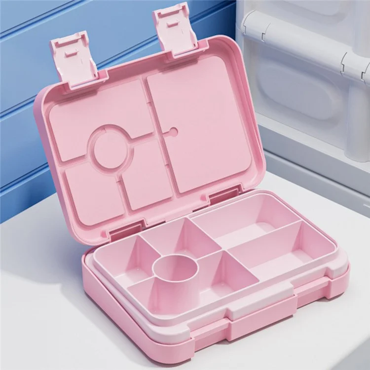 810ml Kids Bento Box Dual-Buckle Lunch Box with 2 Modular Containers Microwave Safe (No FDA, BPA-Free) - Pink