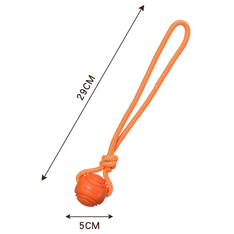MEIANJU 5cm Pet Bite Resistant TPR Bouncing Ball Dog Interactive Training Toy with Reflective Nylon Rope - Orange