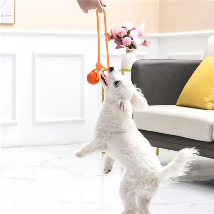 MEIANJU 6cm Pet Resistente al Morso TPR Touncing Cane Giochio Interrattione Interatto Con Rada di Nylon Rifrese - Arancia