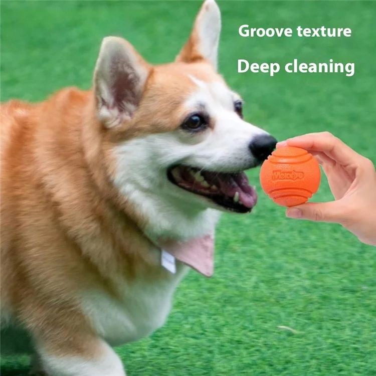 MEIANJU 7cm Pet Bite Resistant TPR Bouncing Ball Dog Interactive Training Toy - Orange