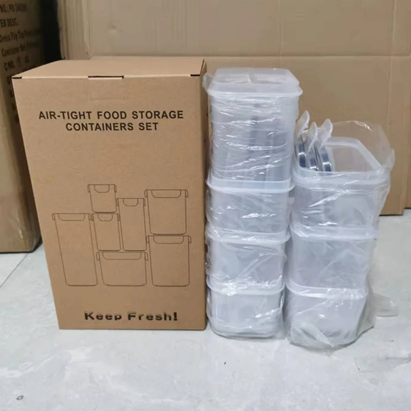 7Pcs / Set Kitchen Sealed Jar Grain Storage Box Refrigerated Odor-Free Transparent PP Fresh-Keeping Box (BPA Free, FDA Certified)