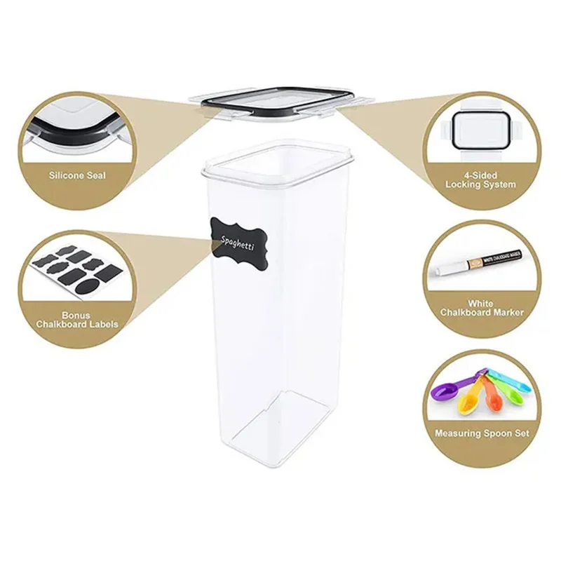 7Pcs / Set Kitchen Sealed Jar Grain Storage Box Refrigerated Odor-Free Transparent PP Fresh-Keeping Box (BPA Free, FDA Certified)