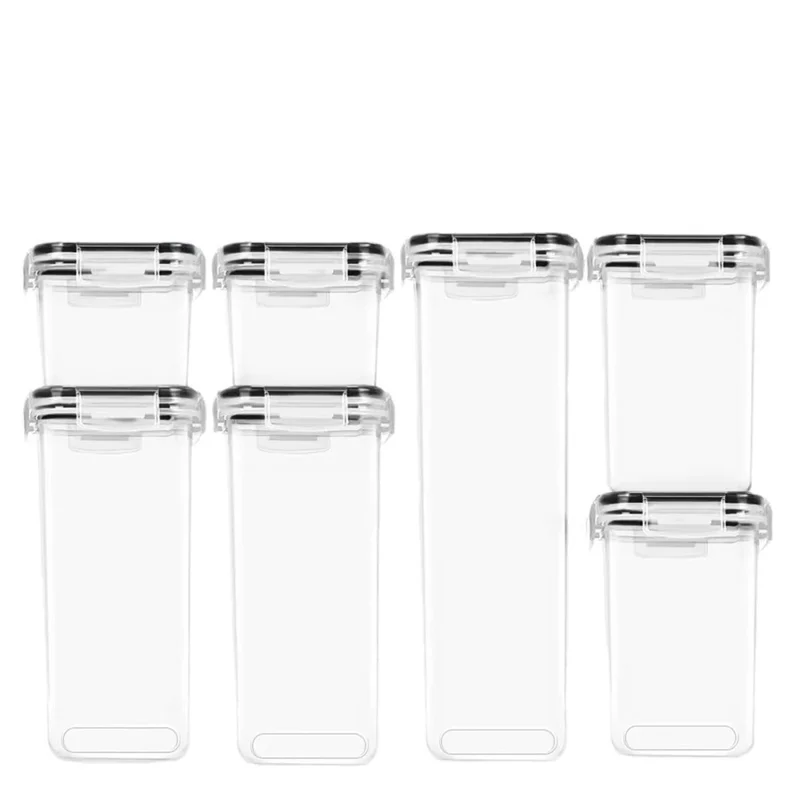 7Pcs / Set Kitchen Sealed Jar Grain Storage Box Refrigerated Odor-Free Transparent PP Fresh-Keeping Box (BPA Free, FDA Certified)