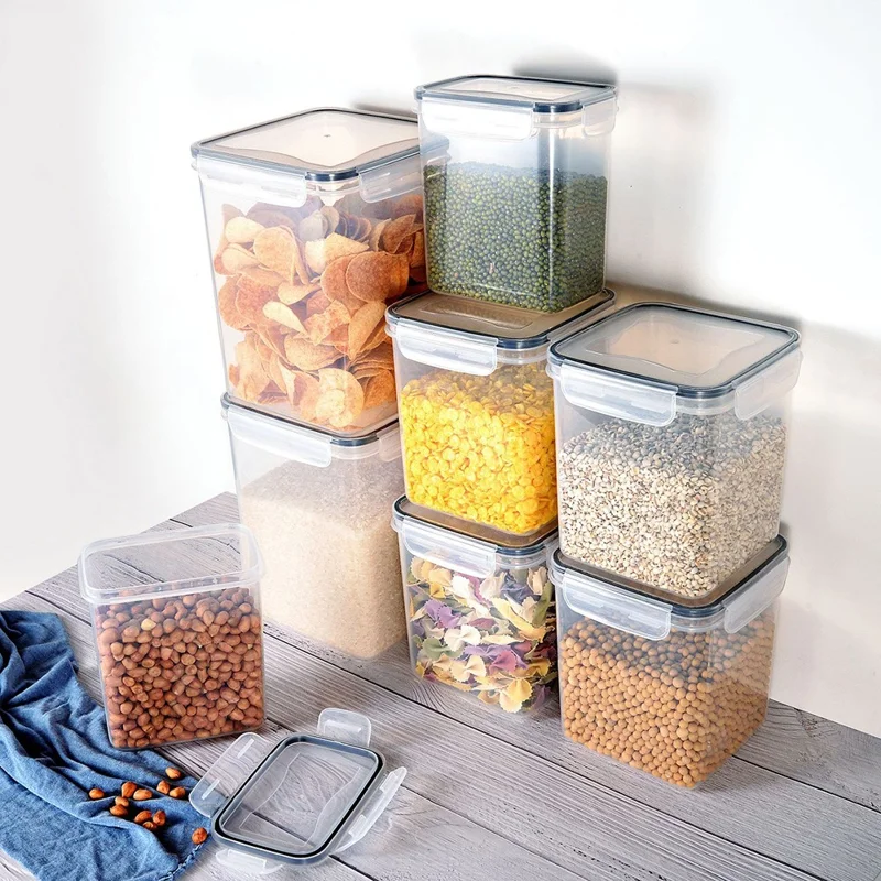 16pcs / Set Kitchen Scellé Boîte de Rangement Des Grains de Jar Scellé Boîte à la Tenue de Gardien de Main-d'œuvre (BPA Free, FDA Certified)