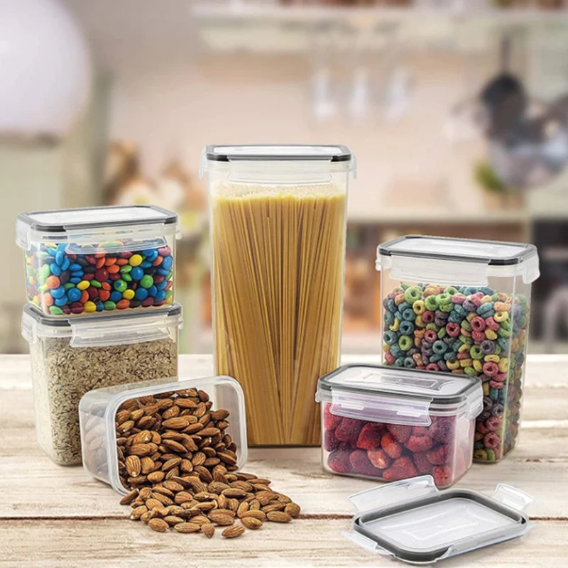 16pcs / Set Kitchen Scellé Boîte de Rangement Des Grains de Jar Scellé Boîte à la Tenue de Gardien de Main-d'œuvre (BPA Free, FDA Certified)
