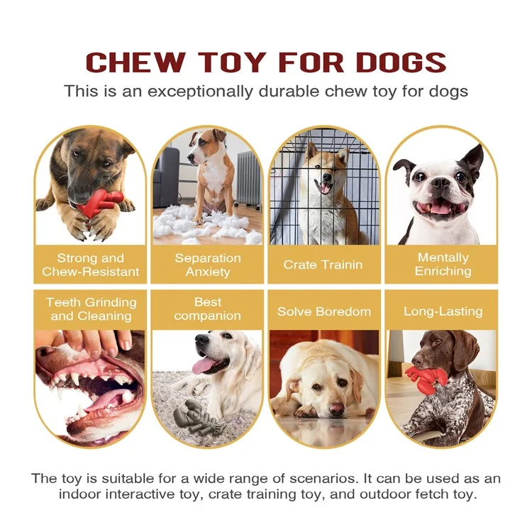 LX-01 Dog Chewing Teething Toy Lobster Pet Toy for Medium Large Dogs (BPA Free, CPC  /  FDA  /  RoHS Certified) - Red