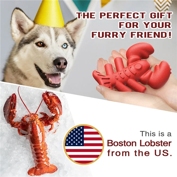 LX-01 Dog Chewing Teething Toy Lobster Pet Toy for Medium Large Dogs (BPA Free, CPC  /  FDA  /  RoHS Certified) - Red