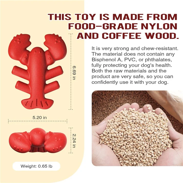 LX-01 Dog Chewing Teething Toy Lobster Pet Toy for Medium Large Dogs (BPA Free, CPC  /  FDA  /  RoHS Certified) - Red