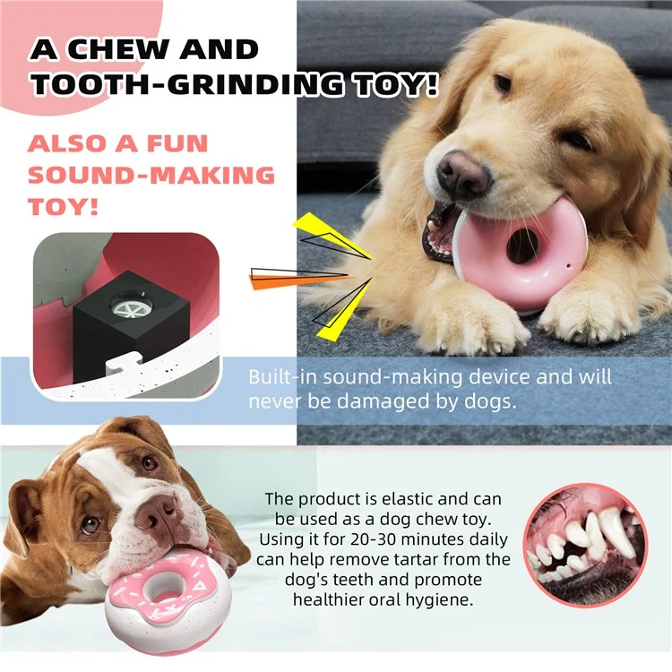 TTQ-1 Indestructibile Giocattolo Masticabile Resistente per Cani a Forma di Ciambella (Senza BPA, Certificato CPC / FDA / RoHS) - Rosa