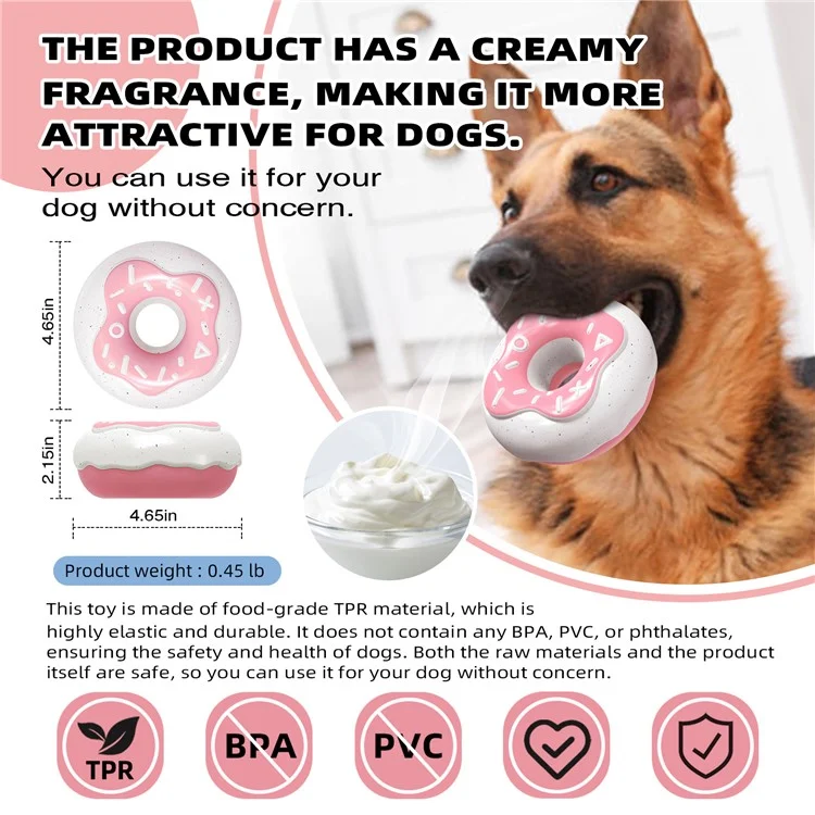 TTQ-1 Indestructibile Giocattolo Masticabile Resistente per Cani a Forma di Ciambella (Senza BPA, Certificato CPC / FDA / RoHS) - Rosa