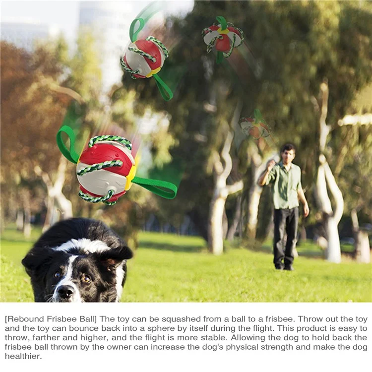 FPQ-01 Dot Saucer Ball Toy Pet Interactive Flying Throwing Disc Ball with Ropes (BPA Free, CPC / FDA / RoHS Certified) - Yellow+Blue