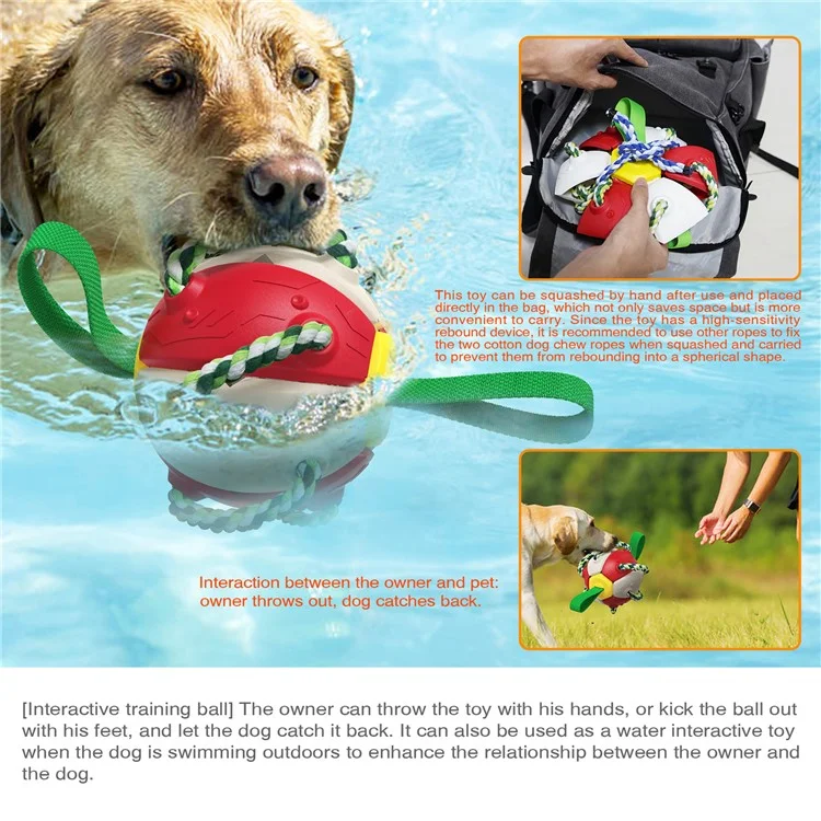 FPQ-01 Dot Saucer Ball Toy Pet Interactive Flying Throwing Disc Ball with Ropes (BPA Free, CPC / FDA / RoHS Certified) - Yellow+Blue