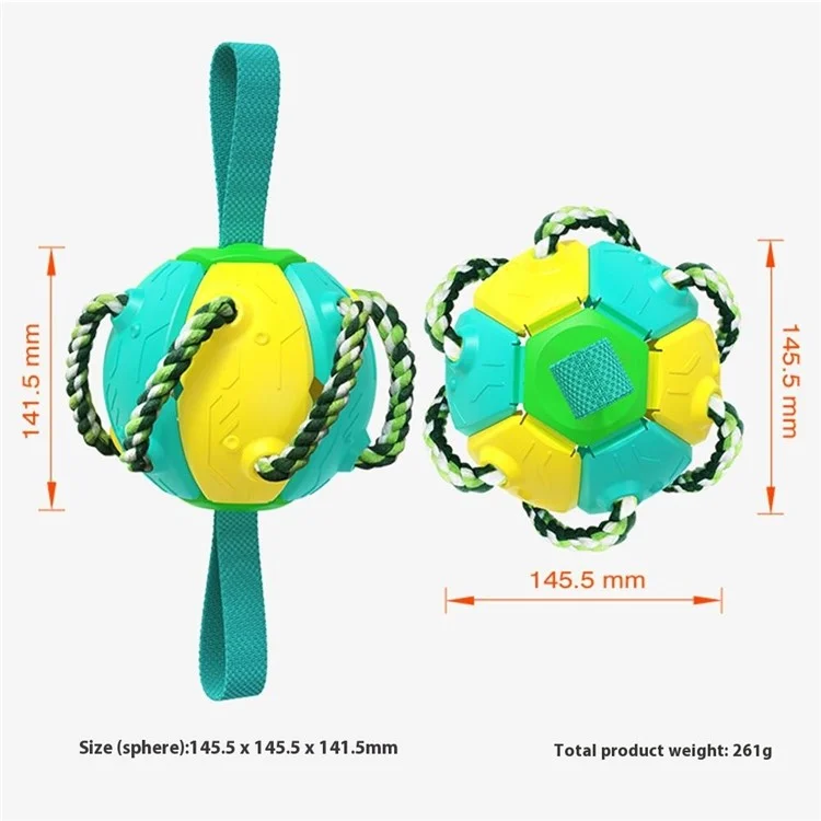 FPQ-01 Dot Saucer Ball Toy Pet Interactive Flying Throwing Disc Ball with Ropes (BPA Free, CPC / FDA / RoHS Certified) - Yellow+Blue