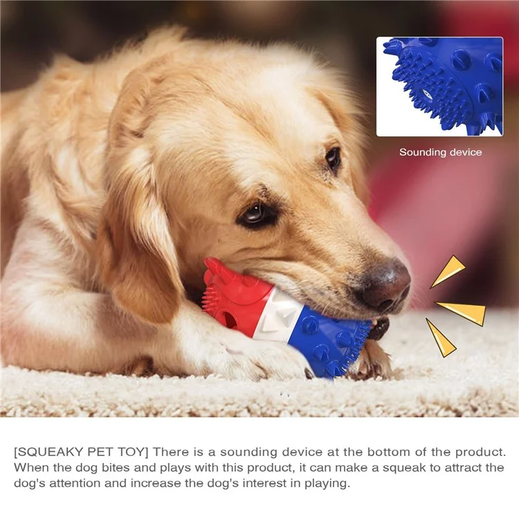 TTQ-01 Haustierhund-behandlungskugel-futtermittelspender Zahnreinigung Bounce Toy (BPA Free, CPC / FDA / Rohs Zertifiziert) - Rot+weiß+blau