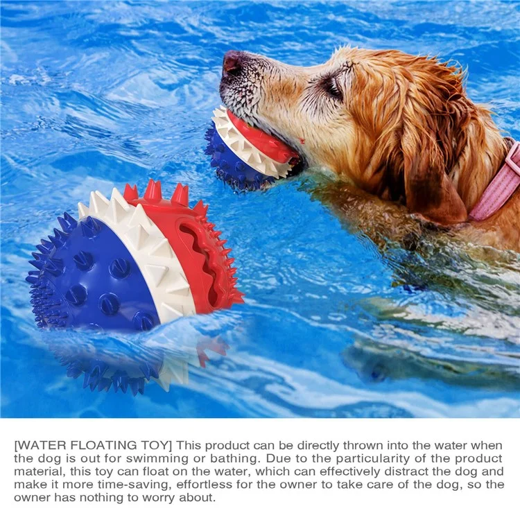 TTQ-01 Haustierhund-behandlungskugel-futtermittelspender Zahnreinigung Bounce Toy (BPA Free, CPC / FDA / Rohs Zertifiziert) - Rot+weiß+blau