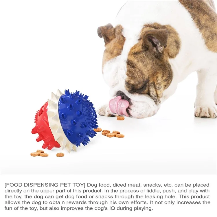 TTQ-01 Haustierhund-behandlungskugel-futtermittelspender Zahnreinigung Bounce Toy (BPA Free, CPC / FDA / Rohs Zertifiziert) - Rot+weiß+blau