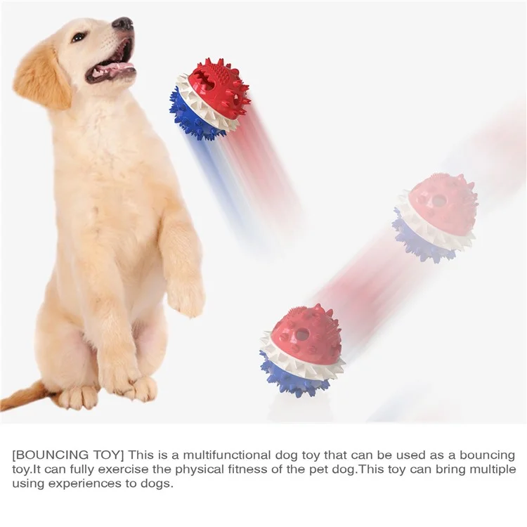 TTQ-01 Haustierhund-behandlungskugel-futtermittelspender Zahnreinigung Bounce Toy (BPA Free, CPC / FDA / Rohs Zertifiziert) - Rot+weiß+blau