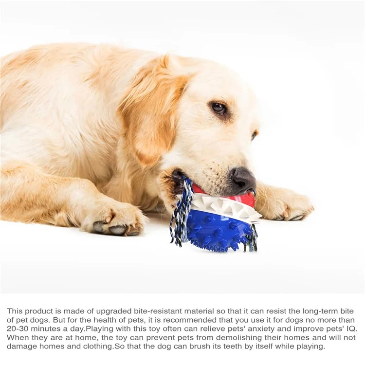 TTQ-01 Haustierhund-behandlungskugel-futtermittelspender Zahnreinigung Bounce Toy (BPA Free, CPC / FDA / Rohs Zertifiziert) - Rot+weiß+blau