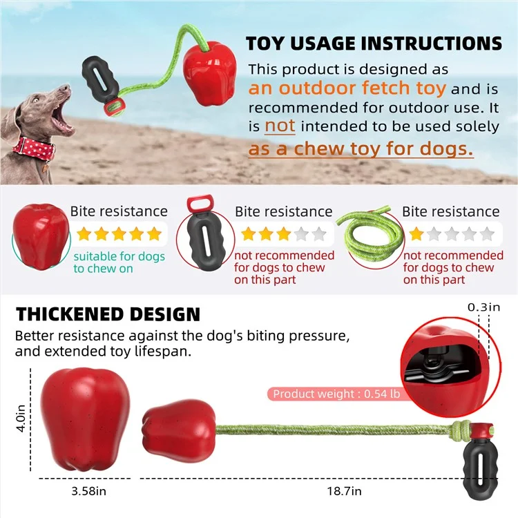 HWPG-01 Hundefetch-fang Wurfspielzeug Apple Fruit Pet TPR Toy (BPA Free, CPC / FDA / Rohs Zertifiziert) - Rot