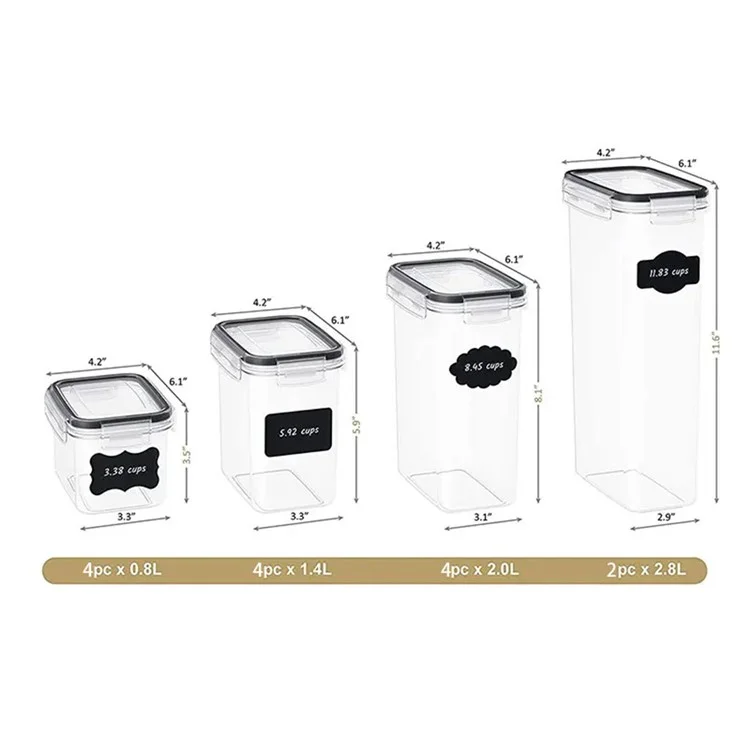14 Por Ciento / Establezca Frascos de Almacenamiento de Cocina Con Contenedores de Almacenamiento Hermético Transparentes de Tapa (fda Sin Bpa / Lfgb / FCM Certificado)
