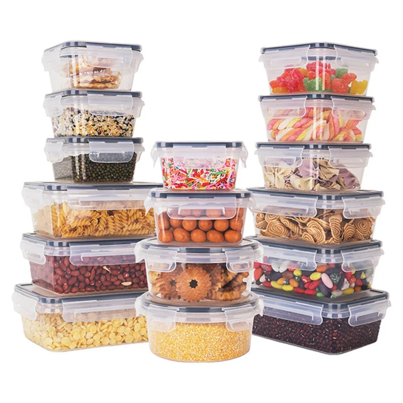 16pcs / Réglez Les Contenants de Rangement Alimentaire Hermétiques Armoires de Cuisine pp Pots Avec Couvercle (sans Bpa, FDA / LFGB / Certifié Fcm)