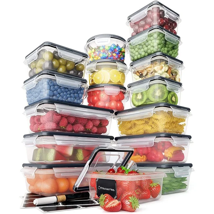 Conjunto de 16 Pçs de Potes de Armazenamento de Alimentos Herméticos para Cozinha com Tampa PP (Certificado BPA-Free, FDA / LFGB / FCM)