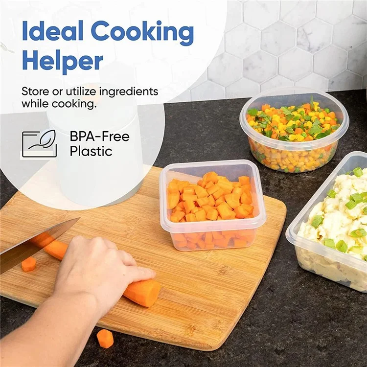 12 unidades / Conjunto de potes de armazenamento de alimentos herméticos de PP transparente com tampa para cozinha (livre de BPA, certificado pela FDA / LFGB / FCM)