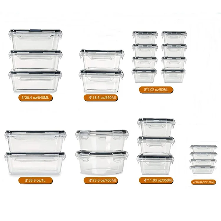 Conjunto de 24 Pcs de Recipientes de Armazenamento de Alimentos para Cozinha com Tampa Hermética (Certificado BPA-Free, FDA / LFGB / FCM)