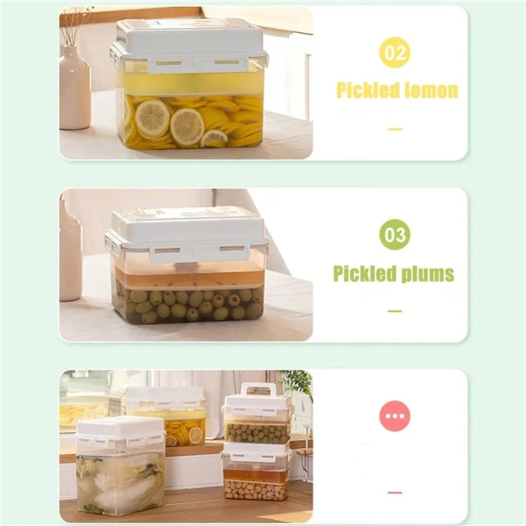 5L Pickle Kimchi Containers Press Plate Leakproof Airtight PP Storage Container with Handle